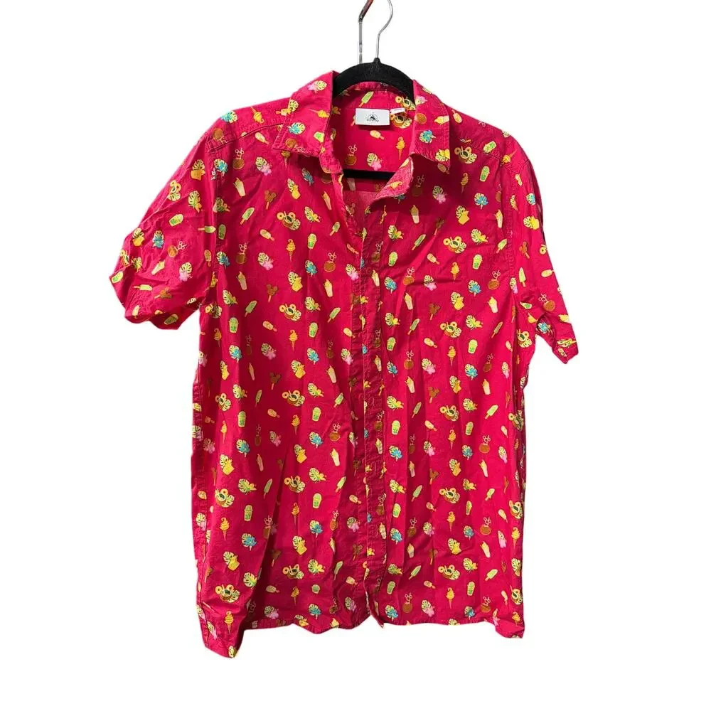 Disney Snack Print Button Down Shirt M Fun Vintage Inspired Resort - Picture 2 of 5